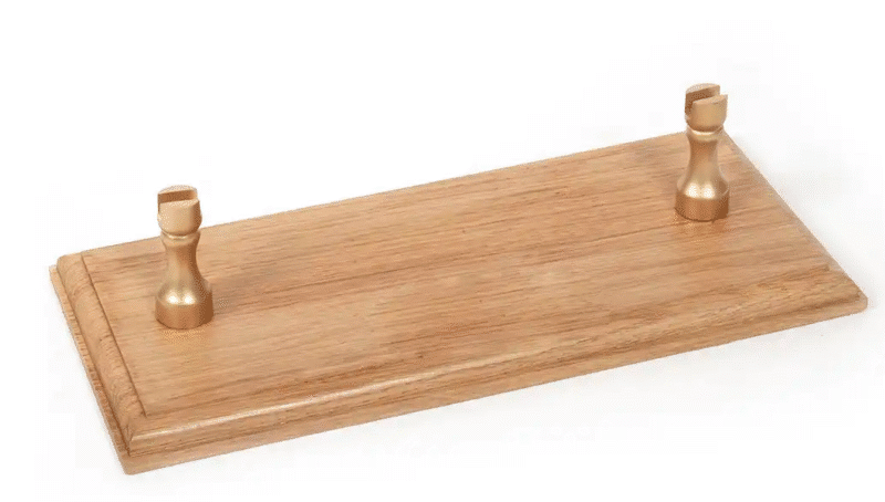 Solid Oak Base + 2 Brass Cast Iron Brackets - Billede 2