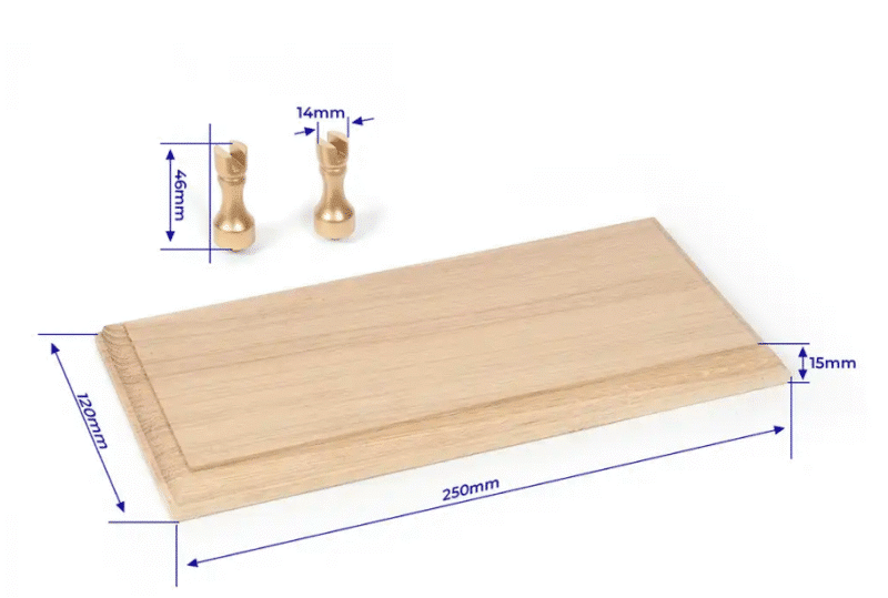 Solid Oak Base + 2 Brass Cast Iron Brackets - Billede 3